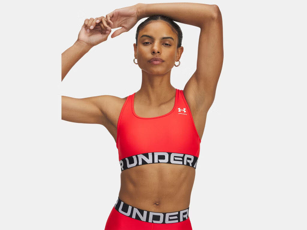 Under Armour HeatGear® Armour Mid Sport-BH mit Branding für Damen