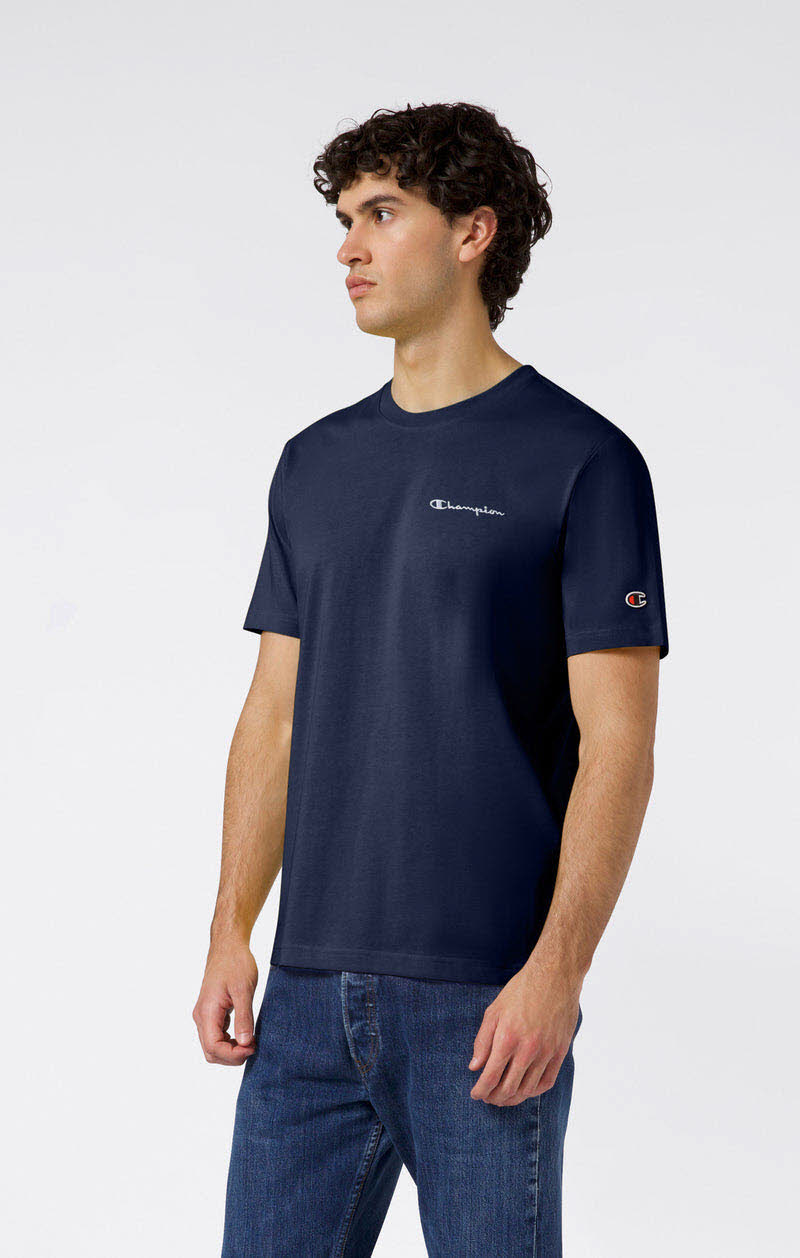 Champion Herren T-Shirt Mit Kleinem Gesticktem Logo Icons Marineblau