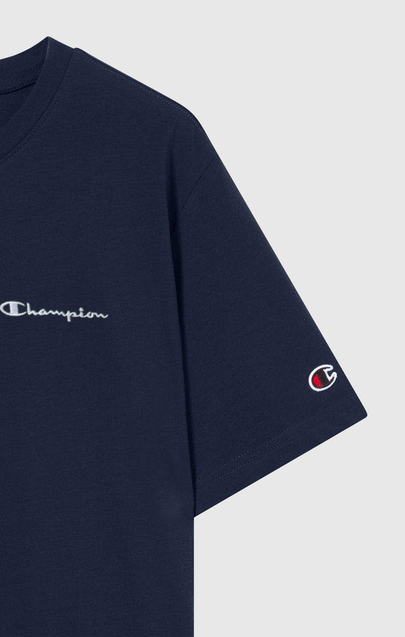 Champion Herren T-Shirt Mit Kleinem Gesticktem Logo Icons Marineblau