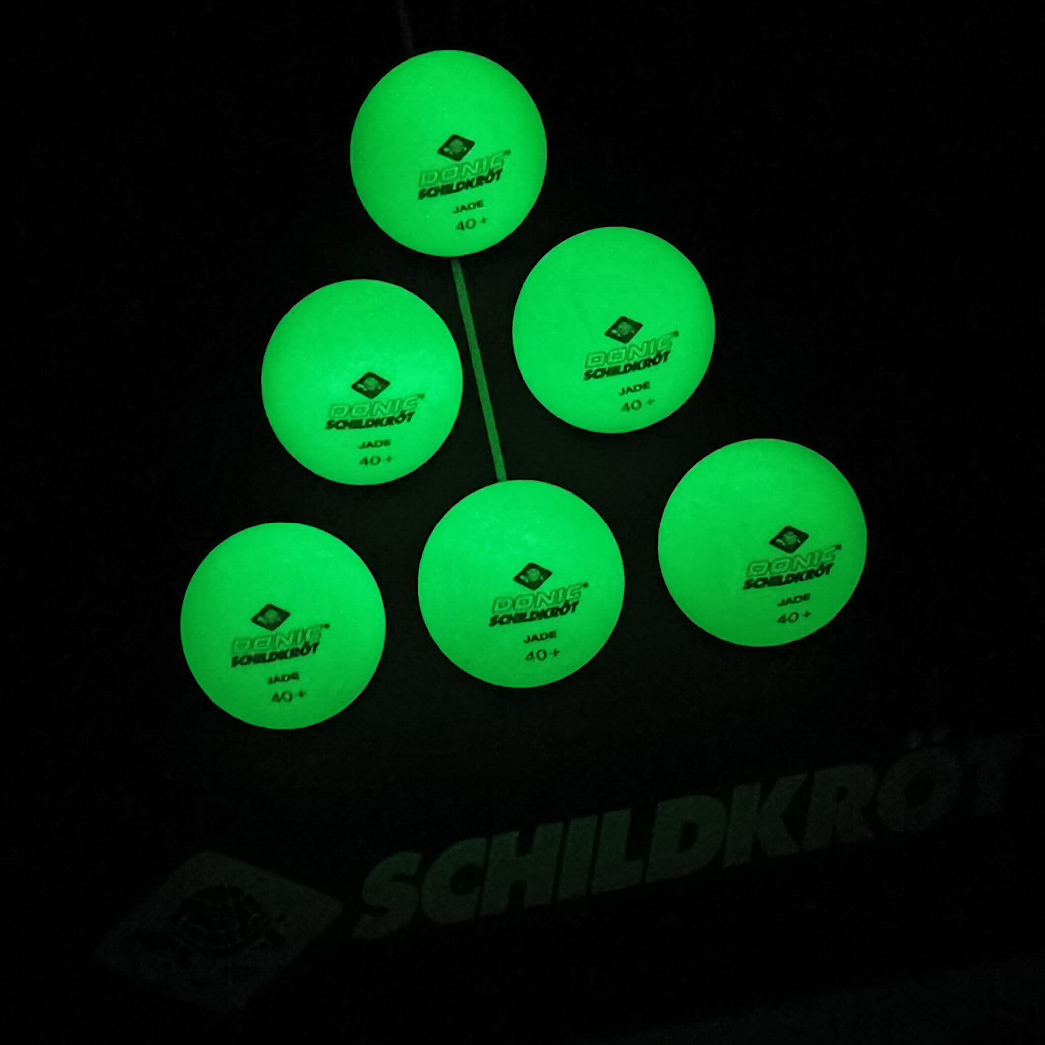 Donic-Schildkröt Tischtennisball Glow in the Dark, 6 floureszierende Bälle in Poly 40+ Qualität